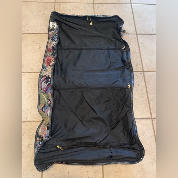 Vintage 50s/60s McBrine Tapestry Floral Garment Bag - Folding Carry-On Luggage - Picture 7 of 12